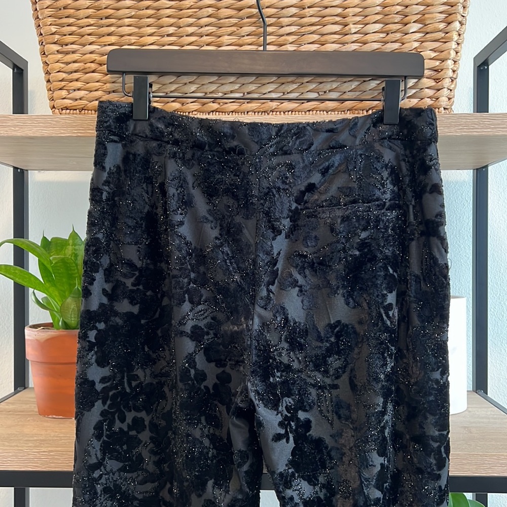 NWOT Zara Mid-Rise Velvet Velour Burnout Capri Dress Pant Trouser, M - Picture 6 of 9